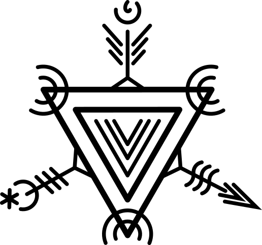 Symbol of the Taigan Pact, with the Ver'hk rune on top, the Hanai rune on the right and the Levei rune on the left.
